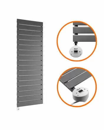 ペーロン 櫂 840 x 400mm Electric Anthracite Single Flat Panel Vertical Radiator