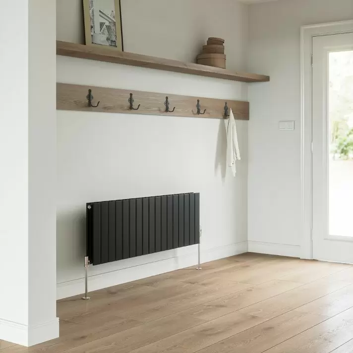 400 x 1190mm Black Double Flat Panel Horizontal Radiator