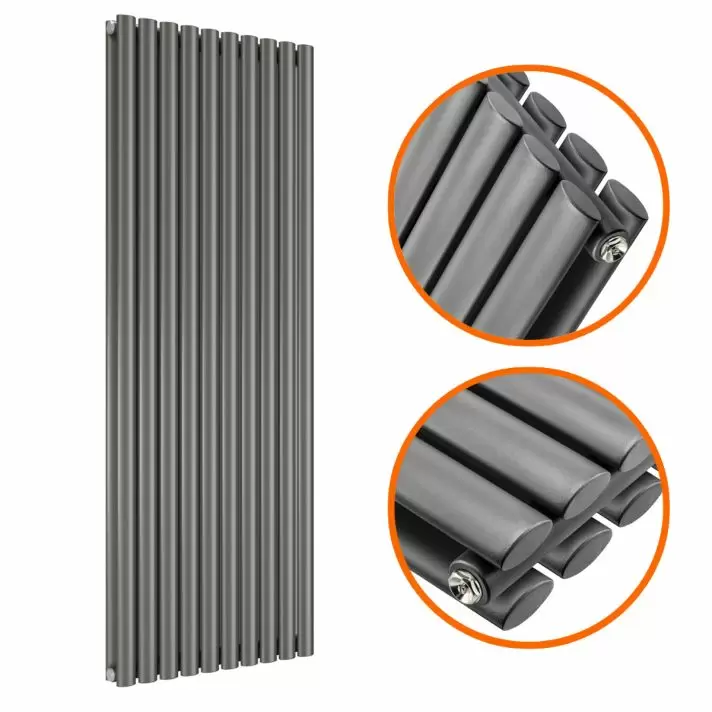 1780 x 590mm Anthracite Double Oval Tube Vertical Radiator