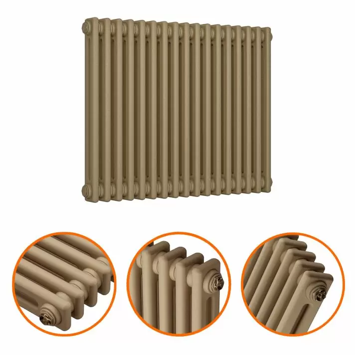 600 x 788mm Antique Brass Horizontal Traditional 2 Column Radiator