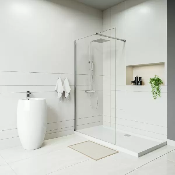 Chrome Wetroom Walk In Shower Screen 2000 H x 1200mm W