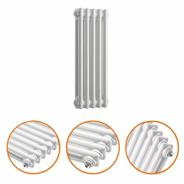 600 x 249mm White Horizontal Traditional Column Radiator