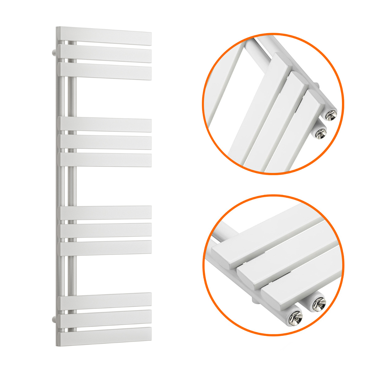 1180 x 400mm White Flat Panel Bathroom Towel Radiator
