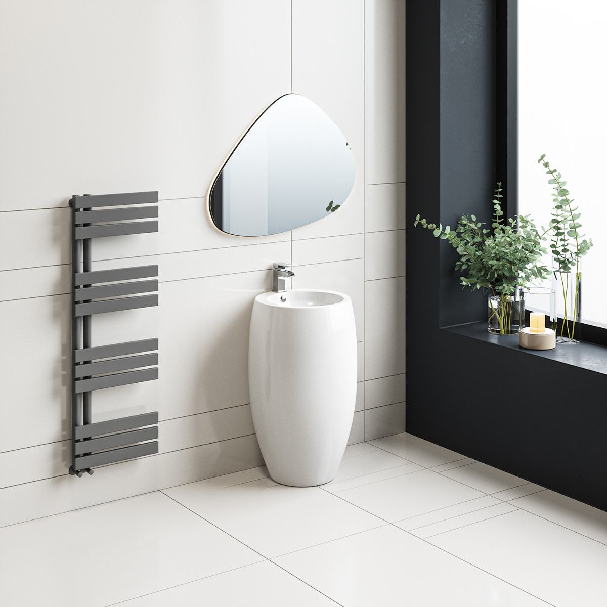 1180 x 400mm Anthracite Flat Panel Bathroom Towel Radiator