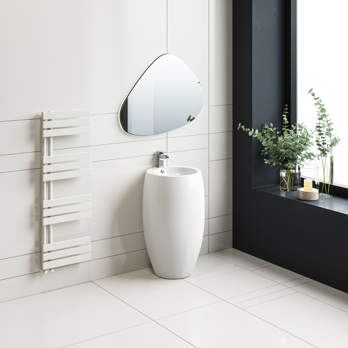 1180 x 400mm White Flat Panel Bathroom Towel Radiator