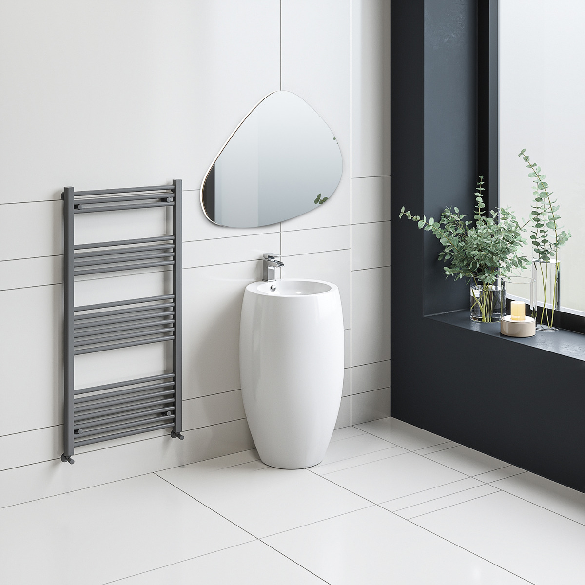 1200 x 600mm Straight Anthracite Heated Towel Rail