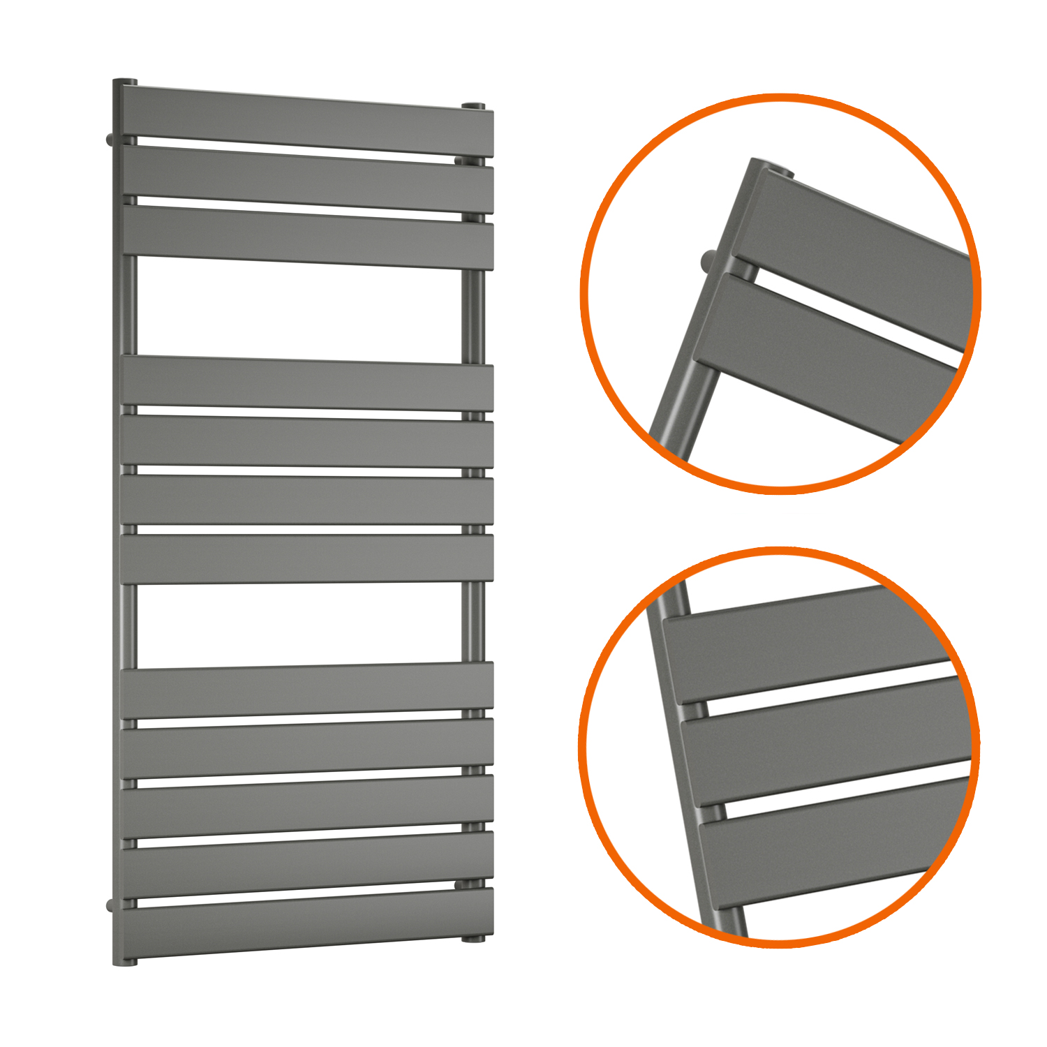 1200 x 600mm Anthracite Heated Towel Rail, Bathroom Radiator