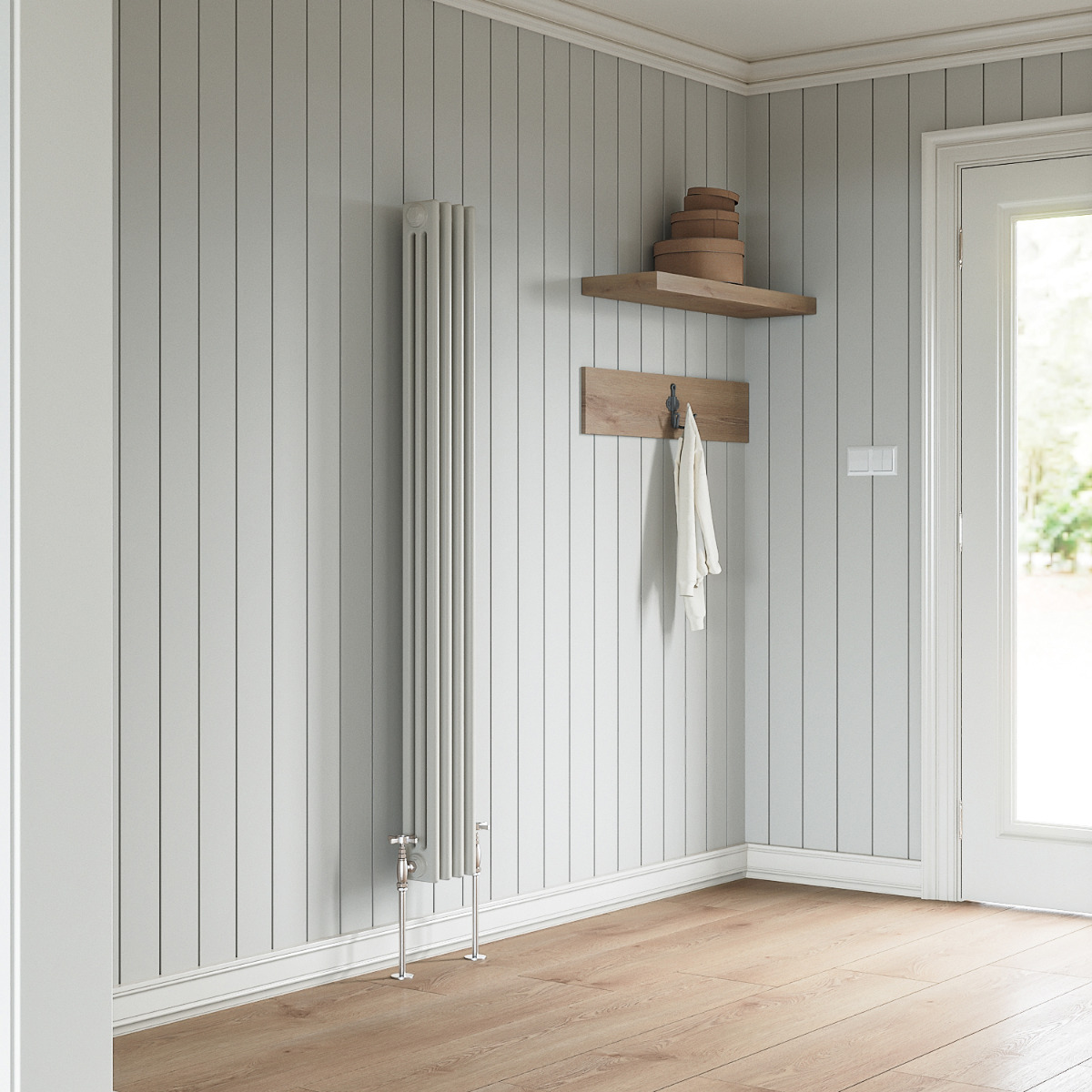 1500 x 203mm White Vertical Traditional 3 Column Radiator