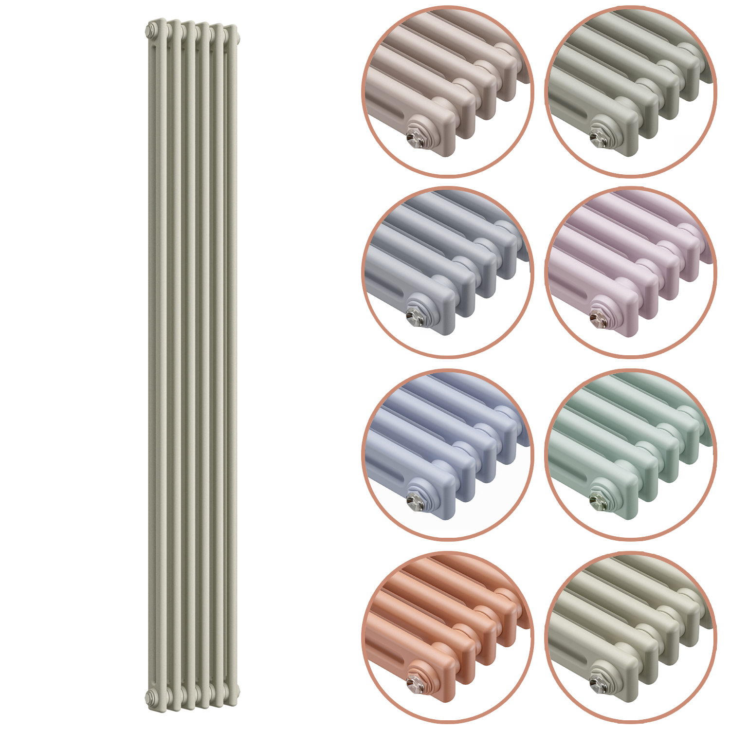 1500 x 293mm 'Pick A Pastel' Vertical Traditional 2 Column Radiator