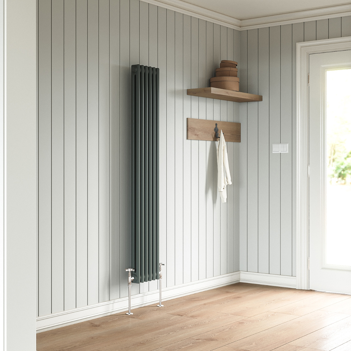 1500 x 293mm Anthracite Vertical Traditional 2 Column Radiator