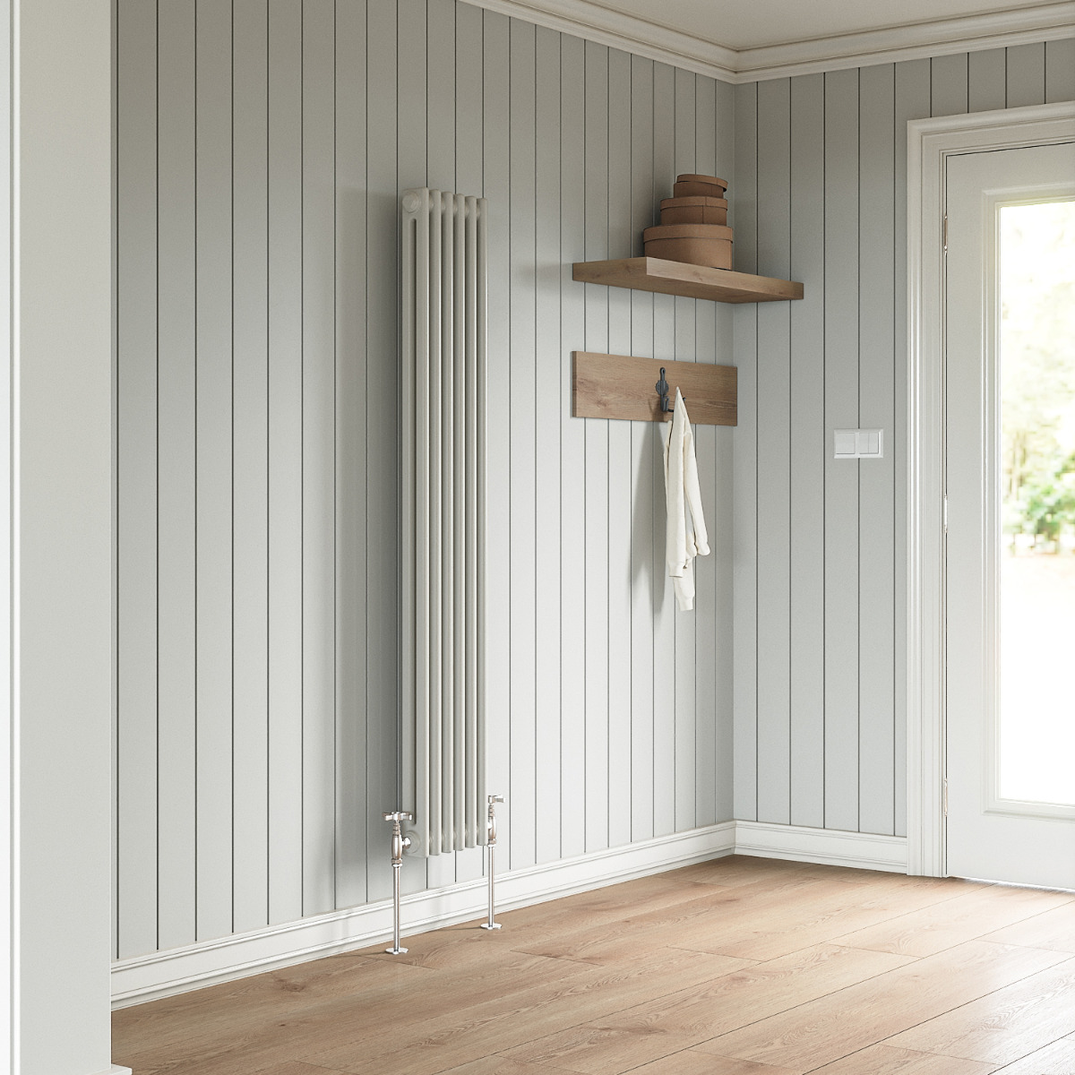 1500 x 293mm White Vertical Traditional 2 Column Radiator