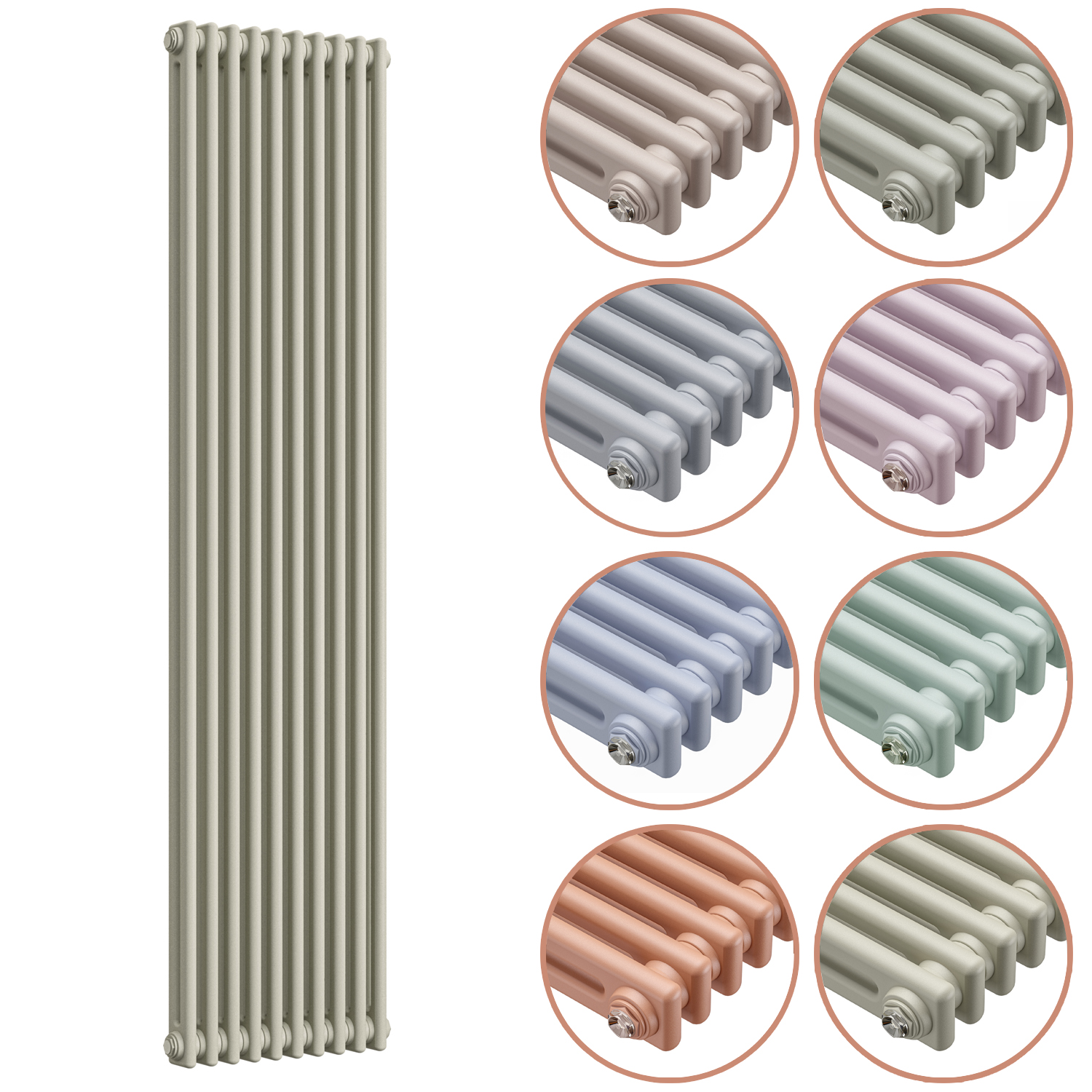 1500 x 470mm 'Pick A Pastel' Vertical Traditional 2 Column Radiator