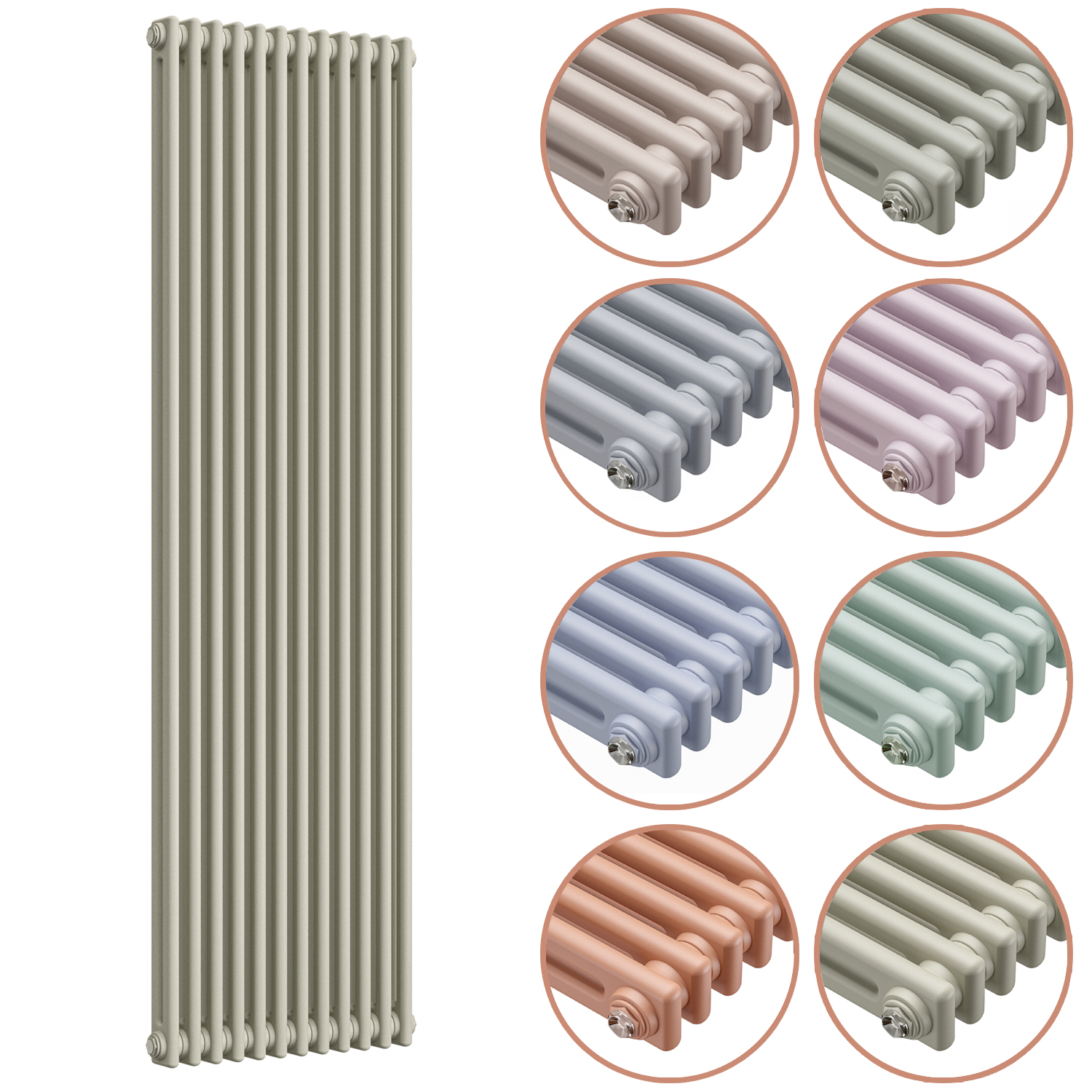 1500 x 560mm 'Pick A Pastel' Vertical Traditional 2 Column Radiator
