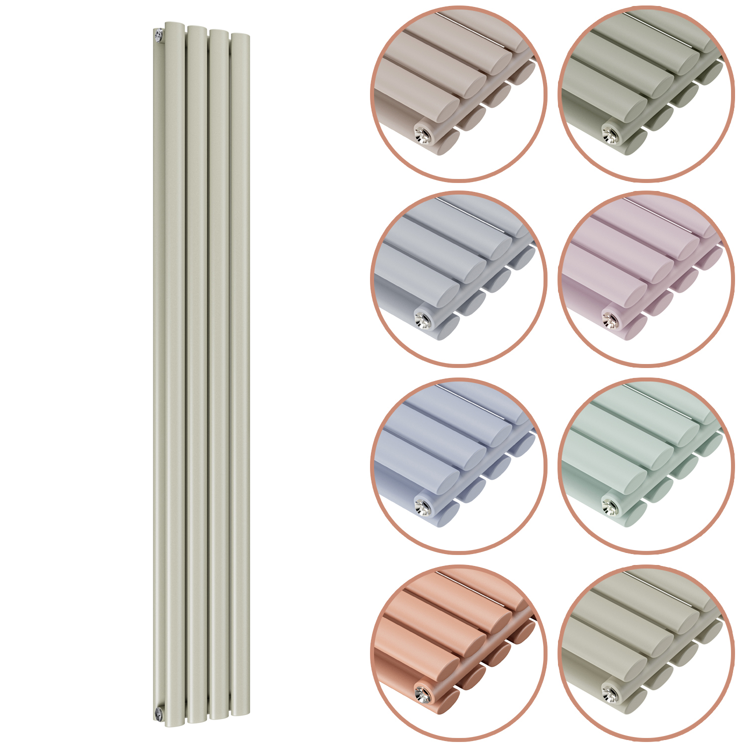 1600 x 236mm 'Pick A Pastel' Double Oval Tube Vertical Radiator