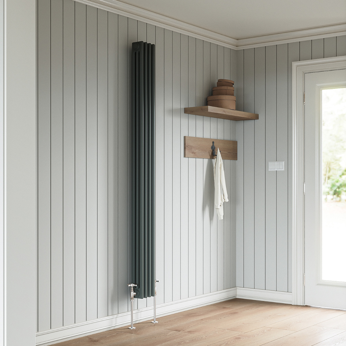 1800 x 203mm Anthracite Vertical Traditional 3 Column Radiator