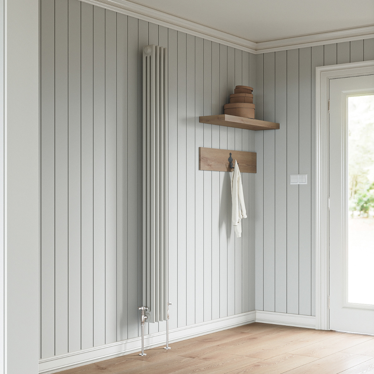 1800 x 203mm White Vertical Traditional 3 Column Radiator