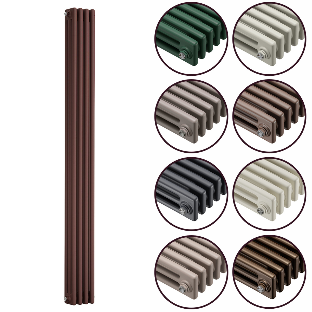 1500 x 203mm 'Accent Collection' Vertical Traditional 3 Column Radiator