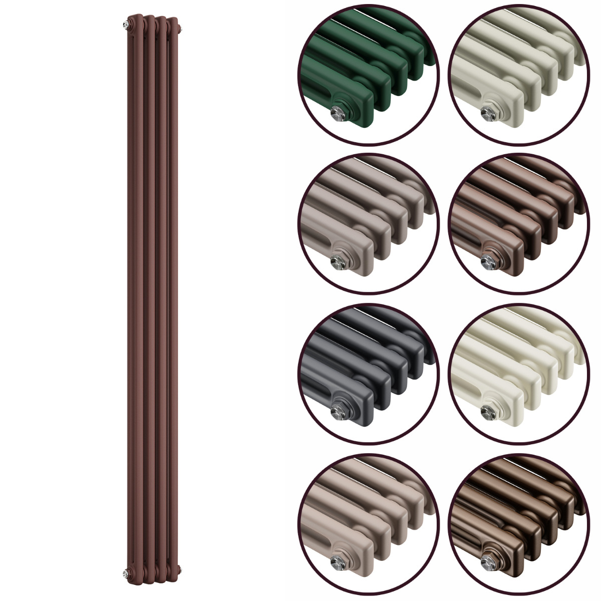 1500 x 203mm 'Accent Collection' Vertical Traditional 2 Column Radiator