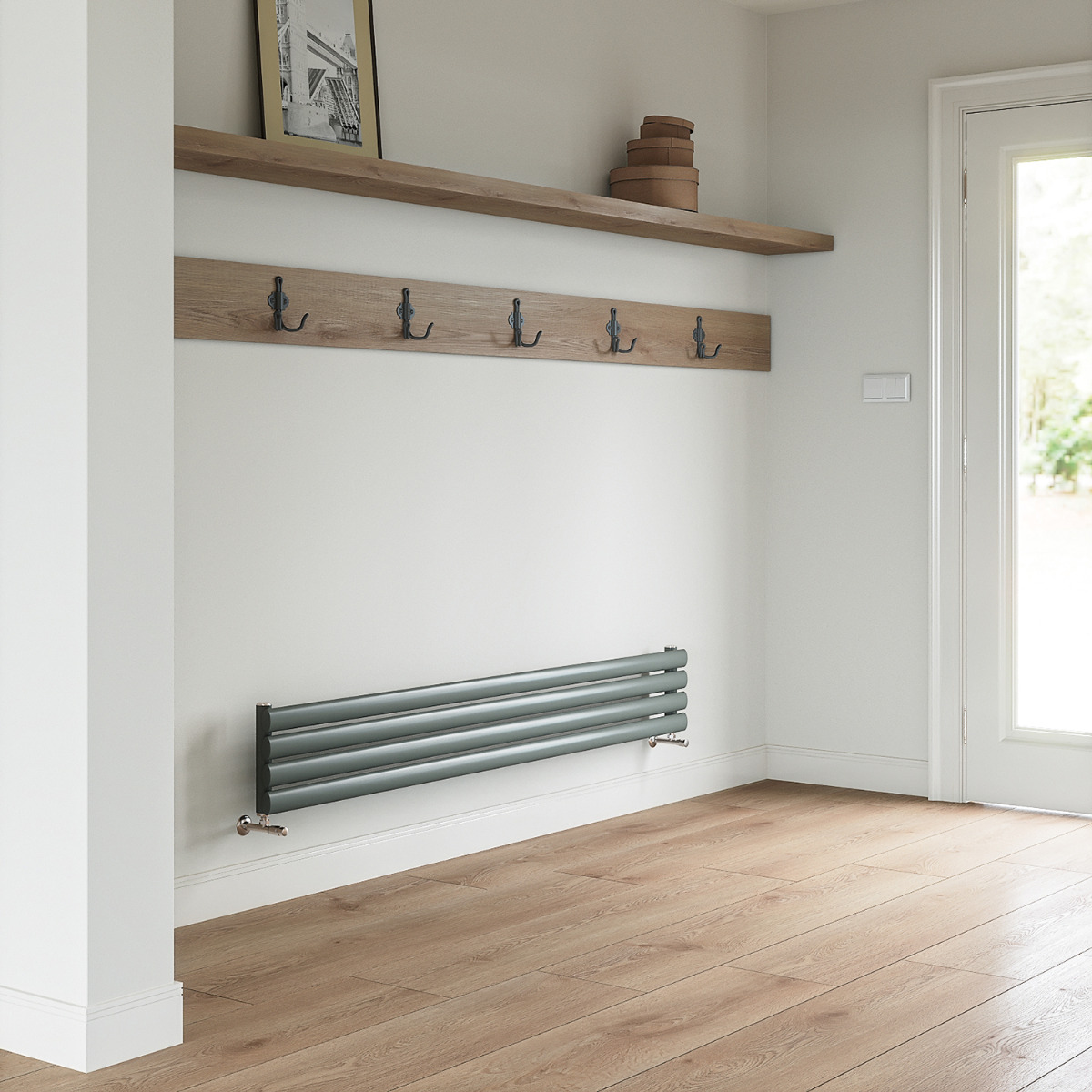 236mm x 1780mm Anthracite Single Oval Tube Horizontal / Landscape Radiator 