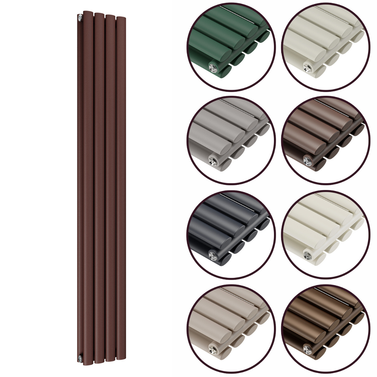 1780 x 236mm 'Accent Collection' Double Oval Tube Vertical Radiator