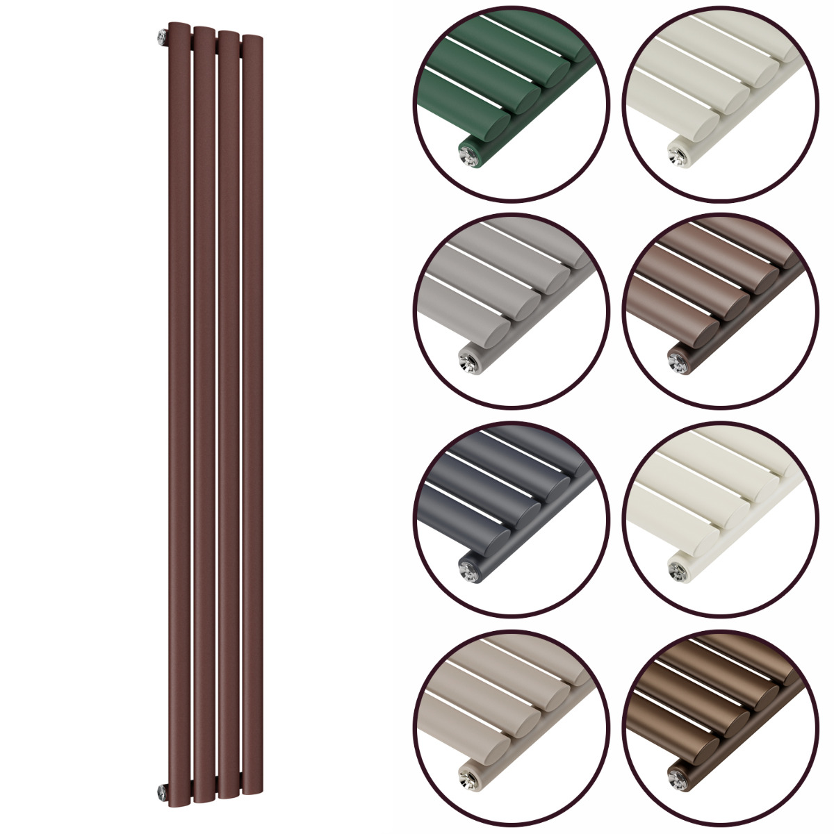 1600 x 236mm 'Accent Collection' Single Oval Tube Vertical Radiator