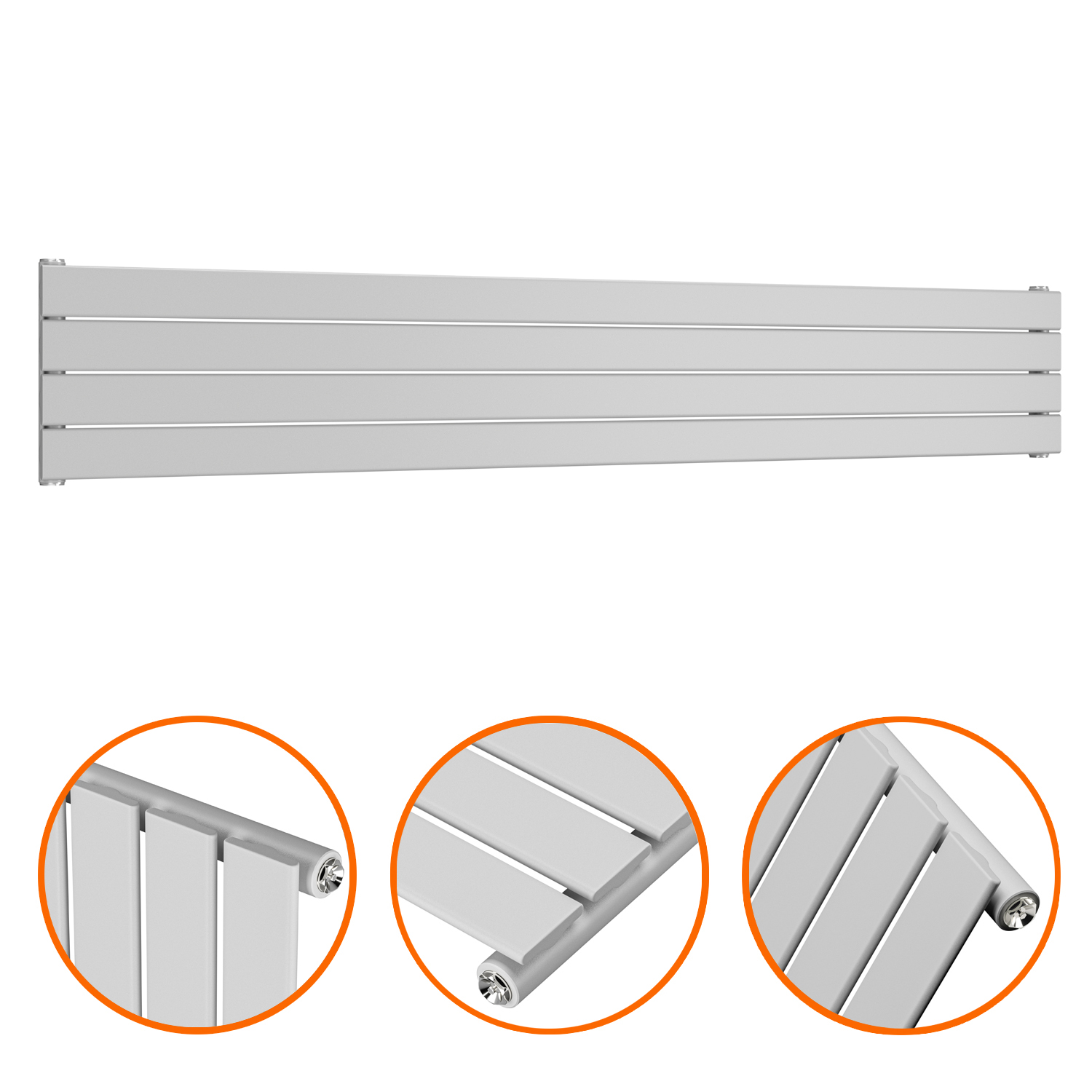 280mm x 1780mm Feather Grey Single Flat Panel Horizontal / Landscape Radiator