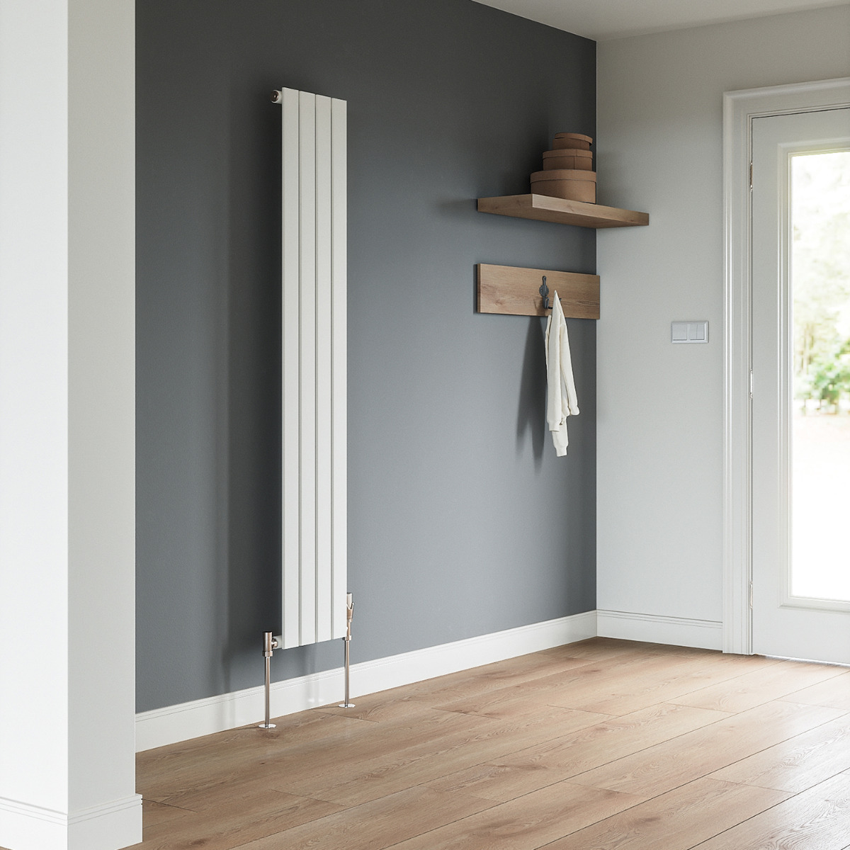 1780 x 280mm White Single Flat Panel Vertical Radiator 