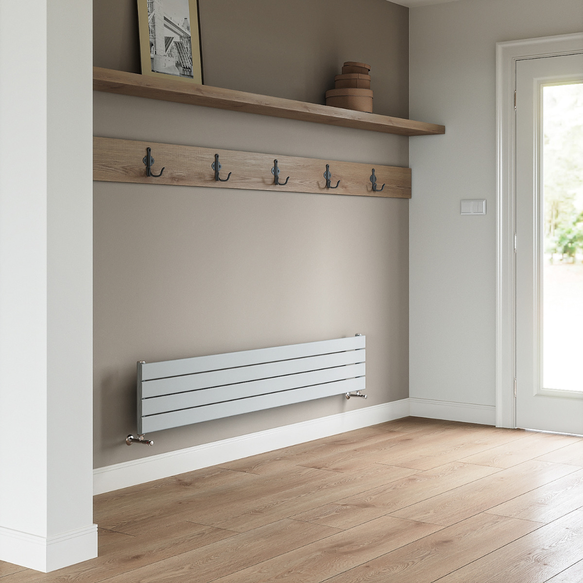 280mm x 1780mm Feather Grey Single Flat Panel Horizontal / Landscape Radiator