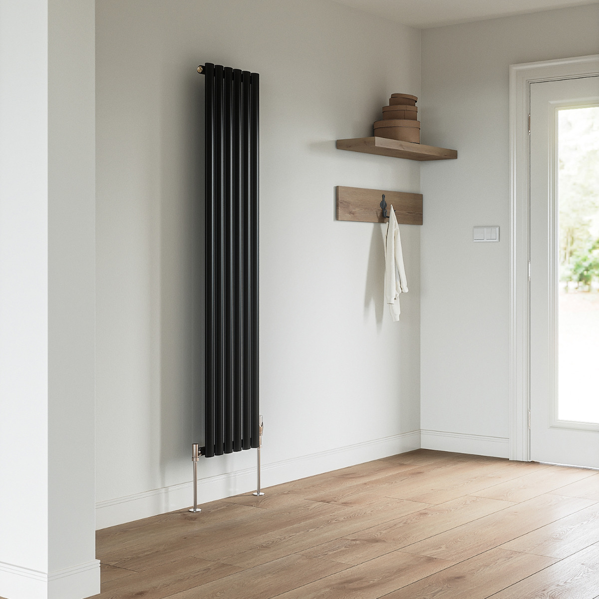 1780 x 354mm Black Single Oval Tube Vertical Radiator