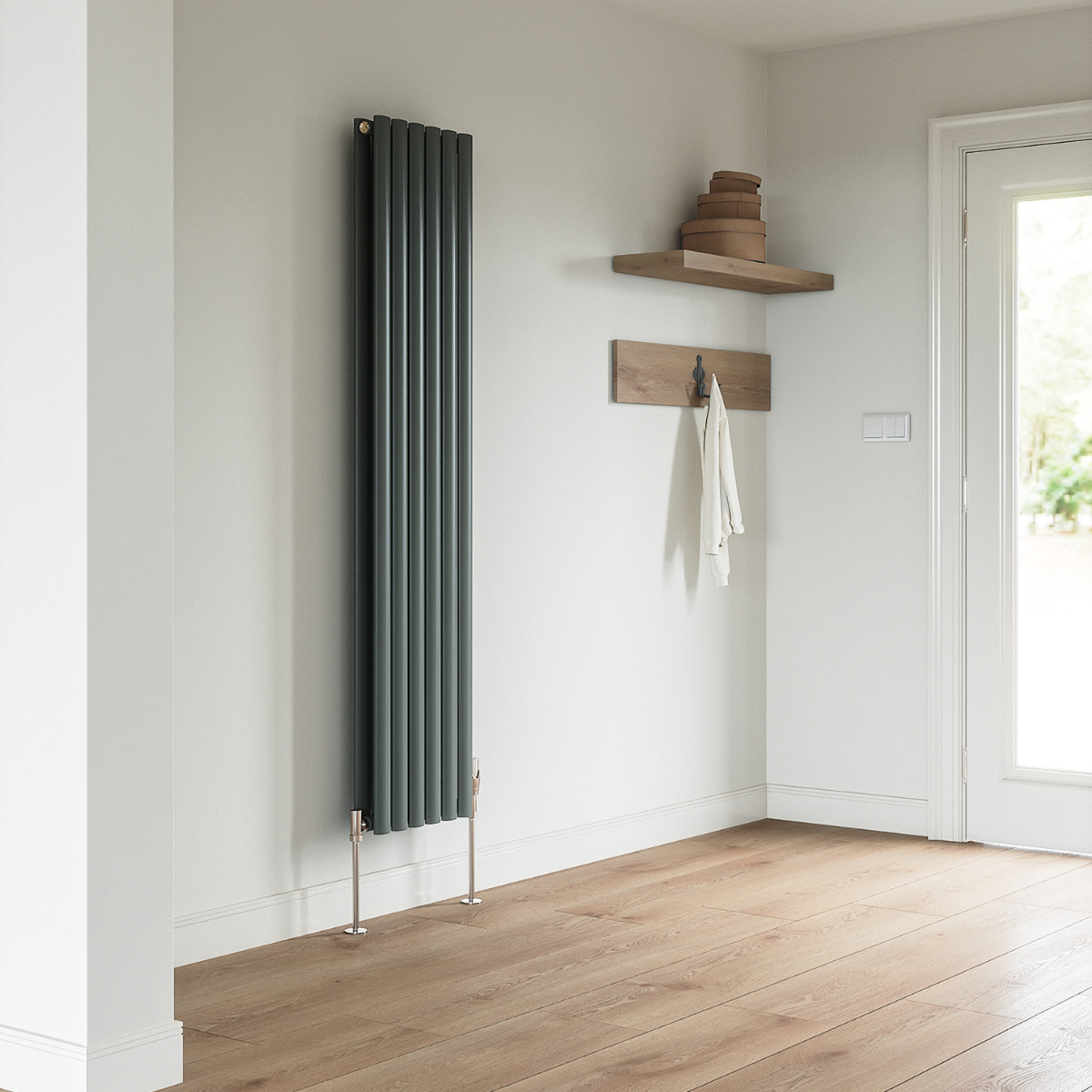 1780 x 354mm Anthracite Double Oval Tube Vertical Radiator 