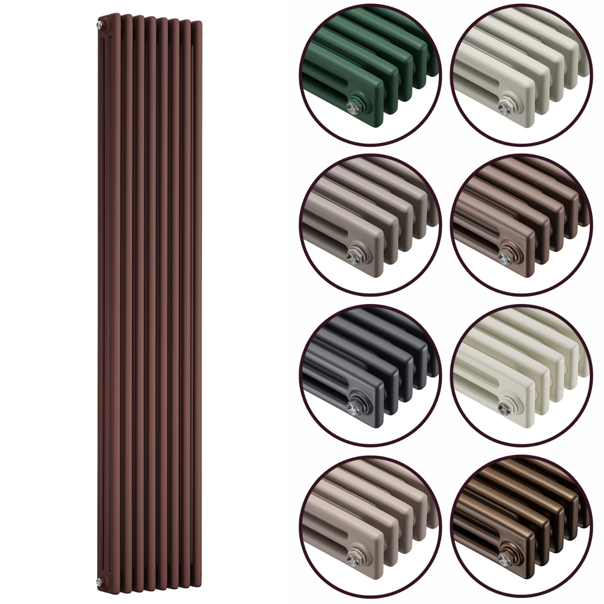 1500 x 383mm 'Accent Collection' Vertical Traditional 3 Column Radiator