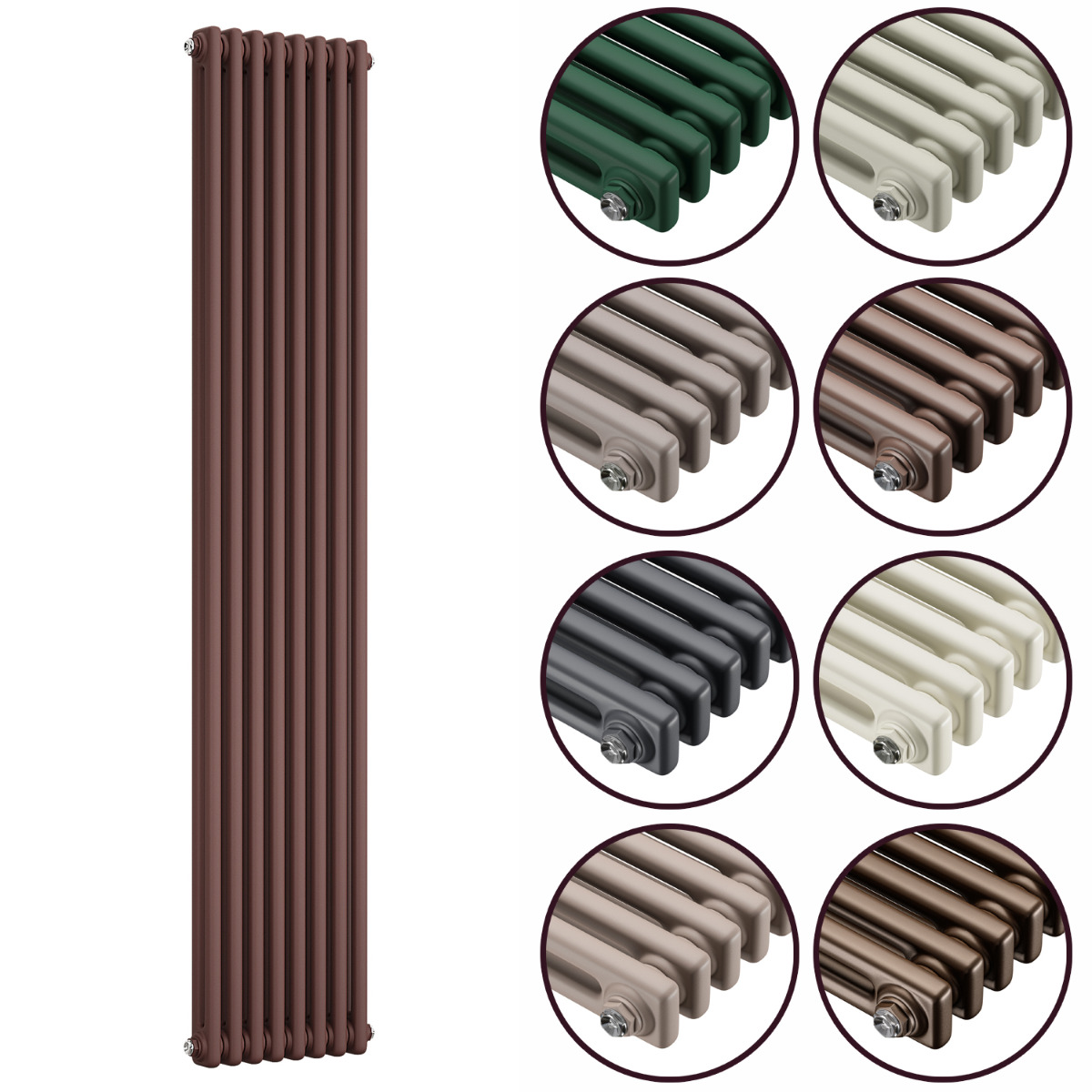 1500 x 383mm 'Accent Collection' Vertical Traditional 2 Column Radiator