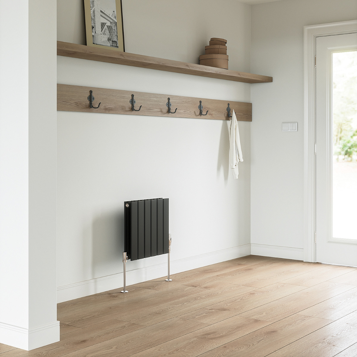 400 x 420mm Black Double Flat Panel Horizontal Radiator