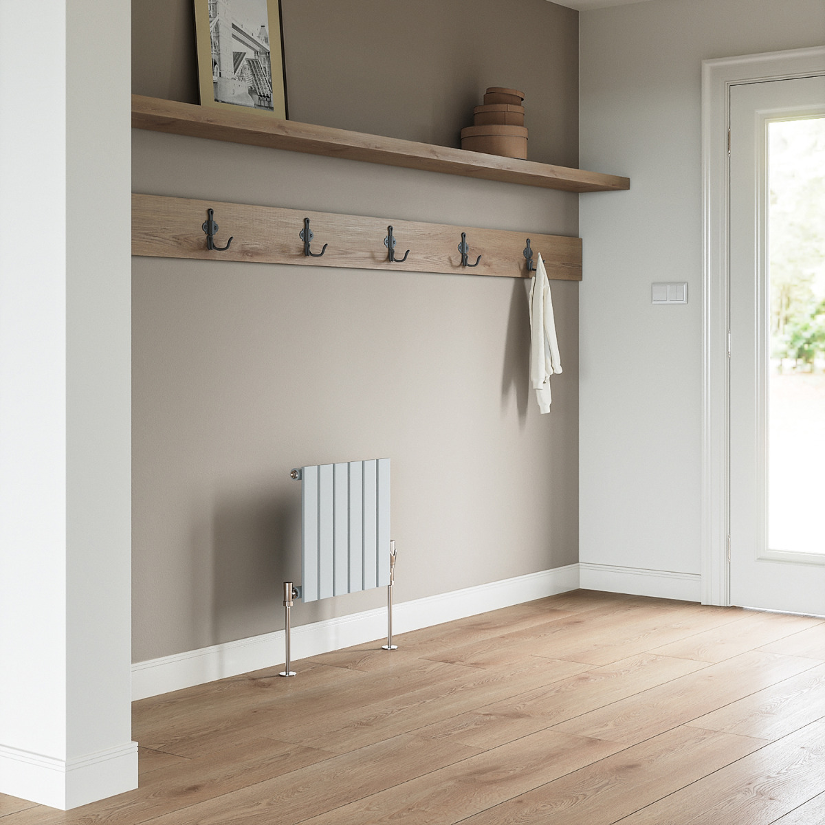 400 x 420mm Feather Grey Single Flat Panel Horizontal Radiator