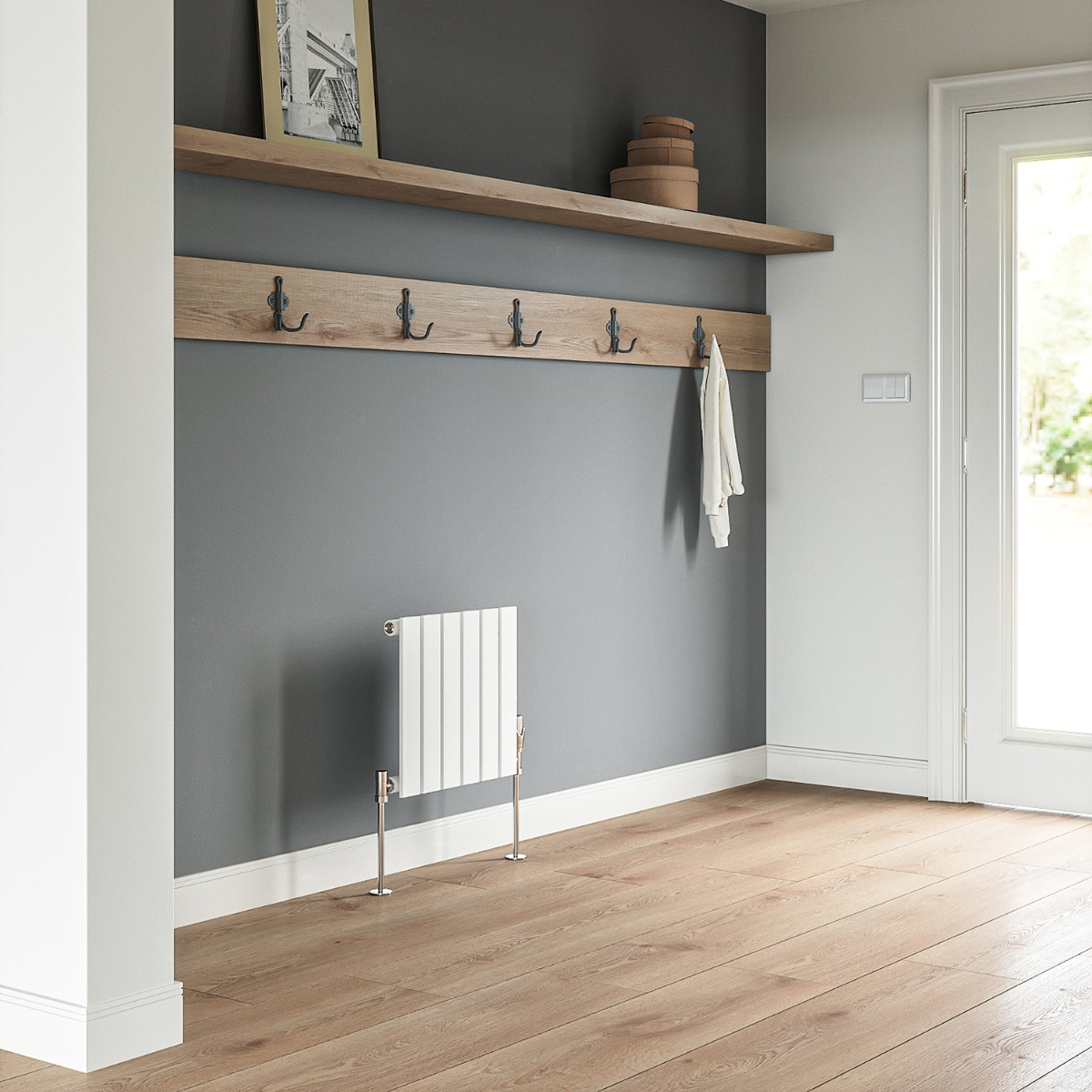 400 x 420mm White Single Flat Panel Horizontal Radiator 