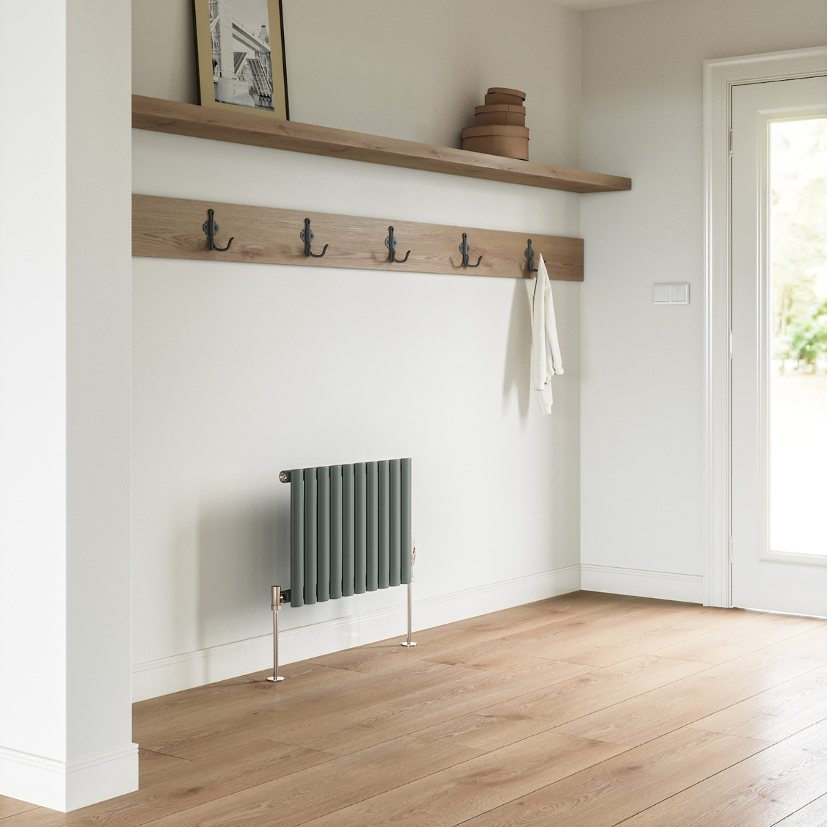 400 x 595mm Anthracite Single Oval Tube Horizontal Radiator 