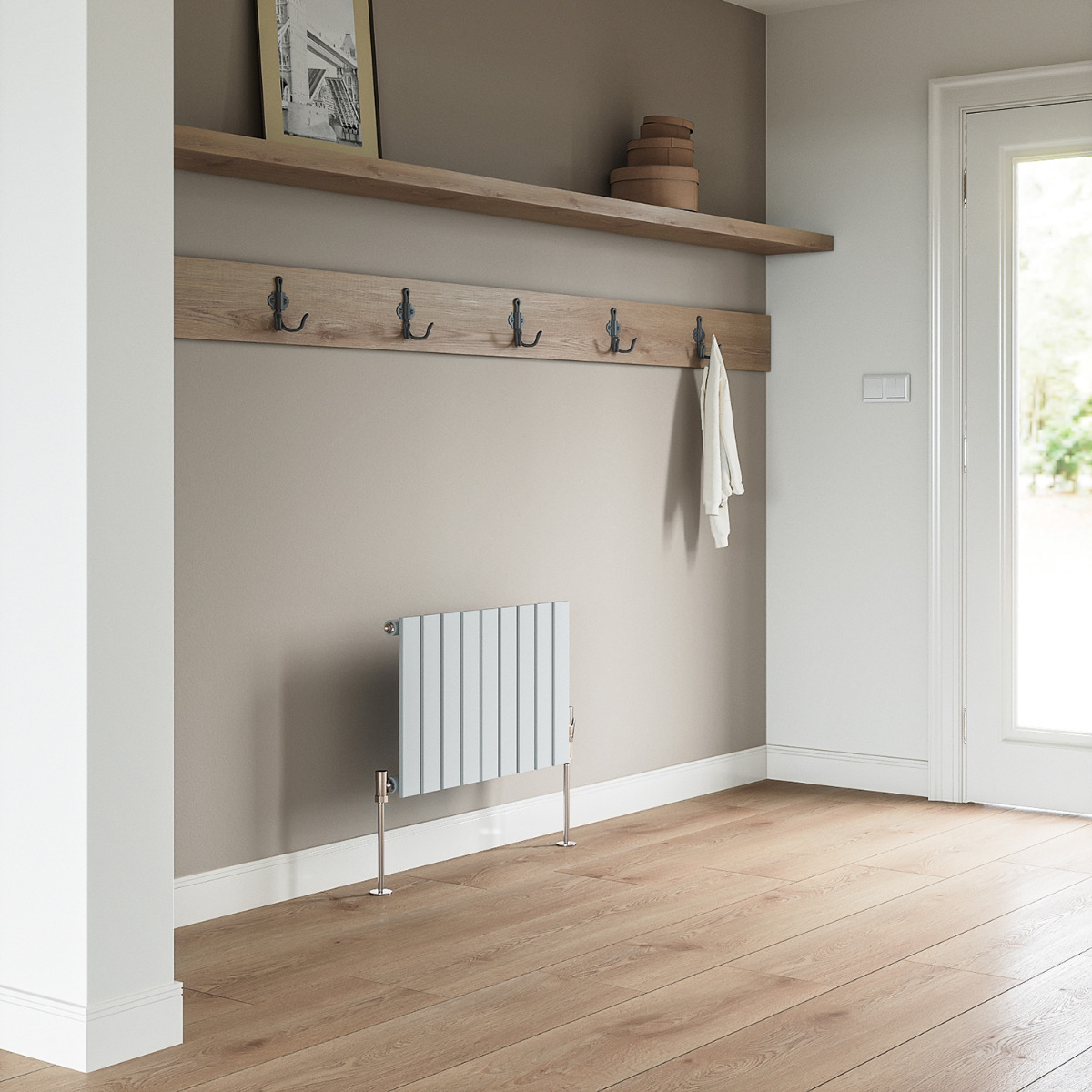 400 x 630mm Feather Grey Single Flat Panel Horizontal Radiator