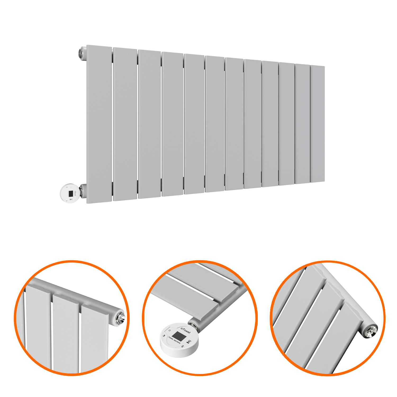 400 x 840mm Electric Feather Grey Single Flat Panel Horizontal Radiator