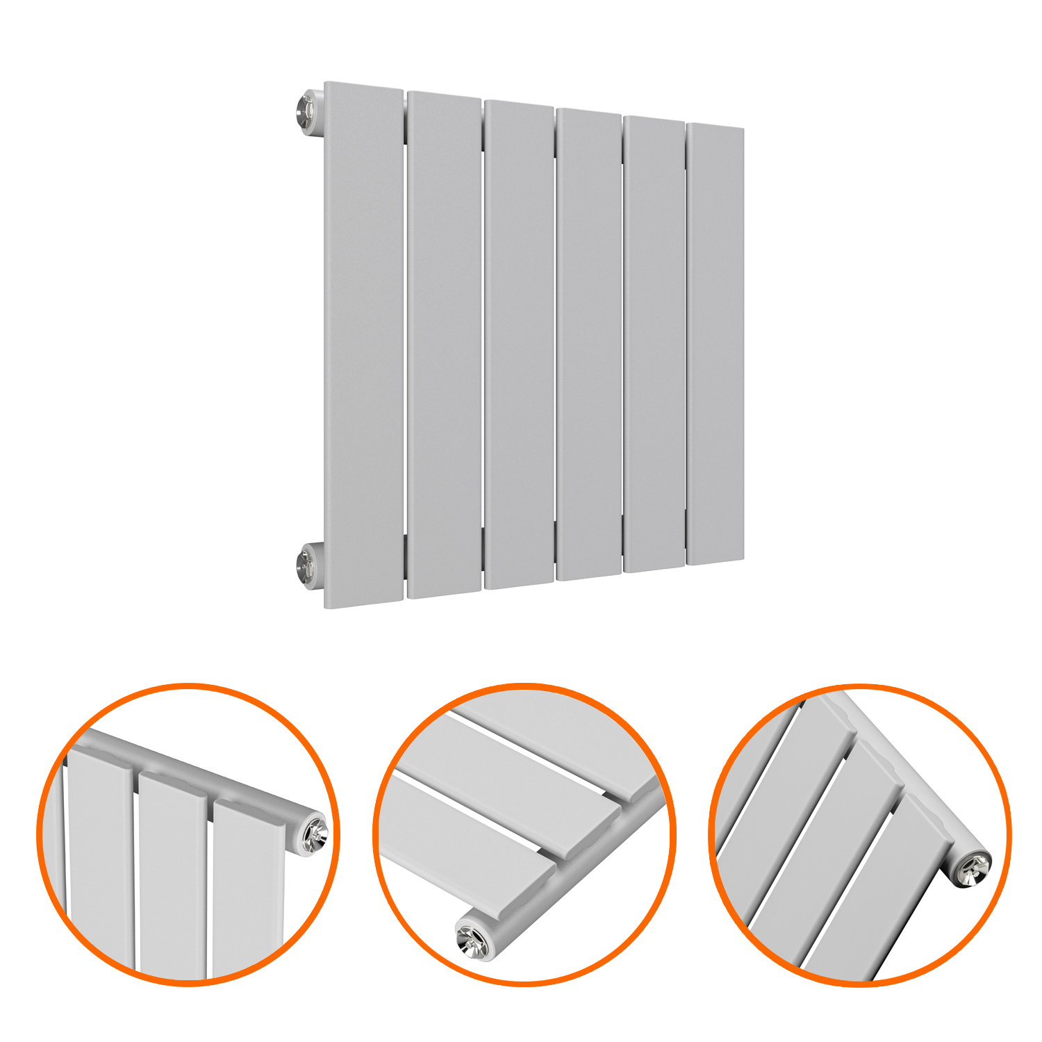400 x 420mm Feather Grey Single Flat Panel Horizontal Radiator