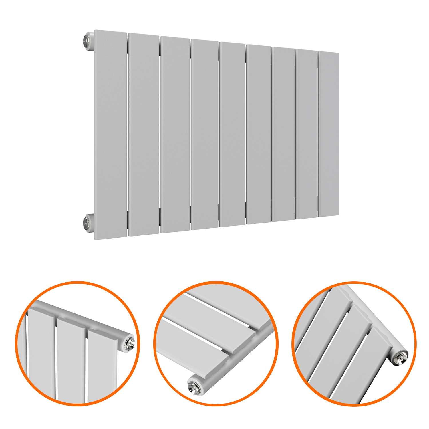 400 x 630mm Feather Grey Single Flat Panel Horizontal Radiator