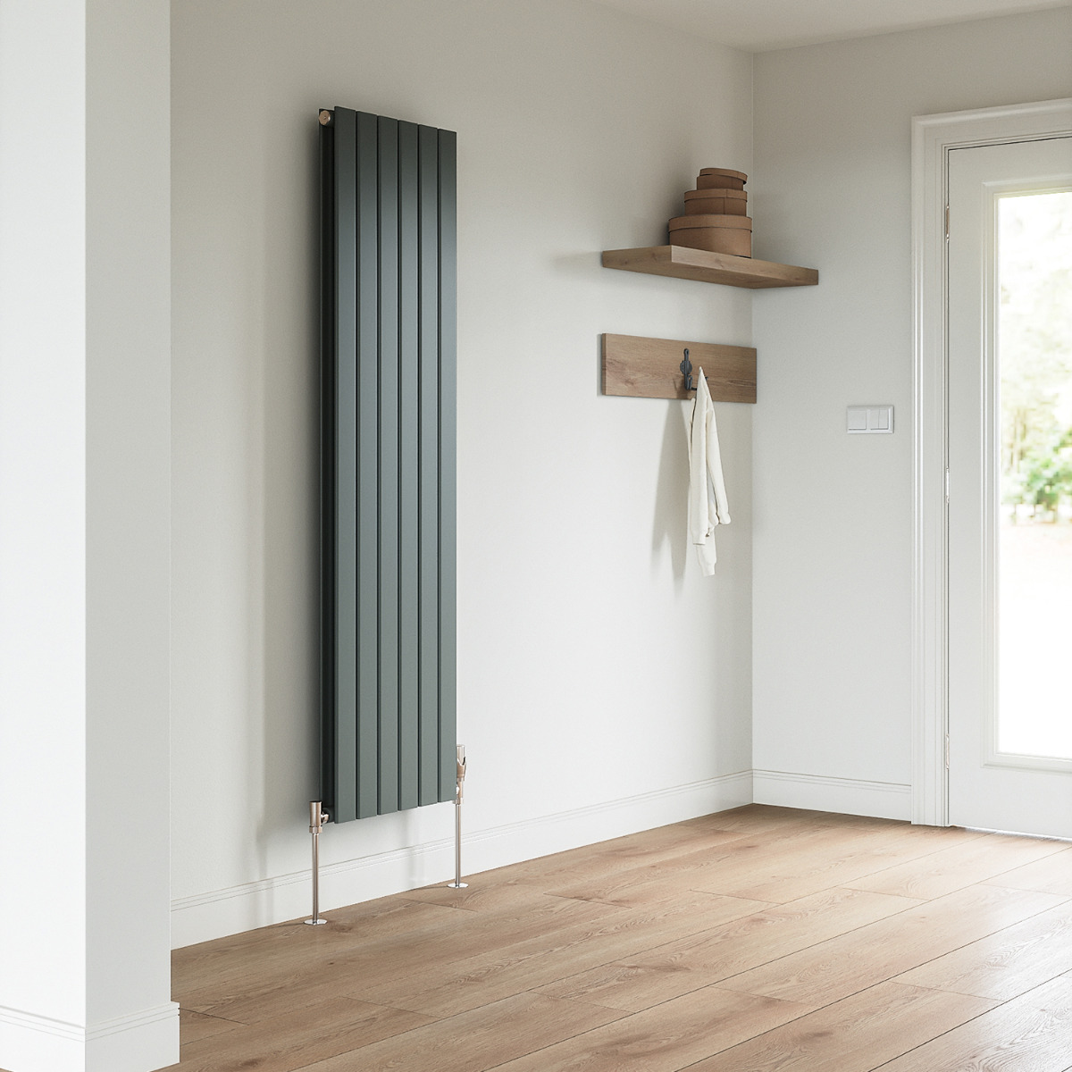 1600 x 420mm Anthracite Double Flat Panel Vertical Radiator 