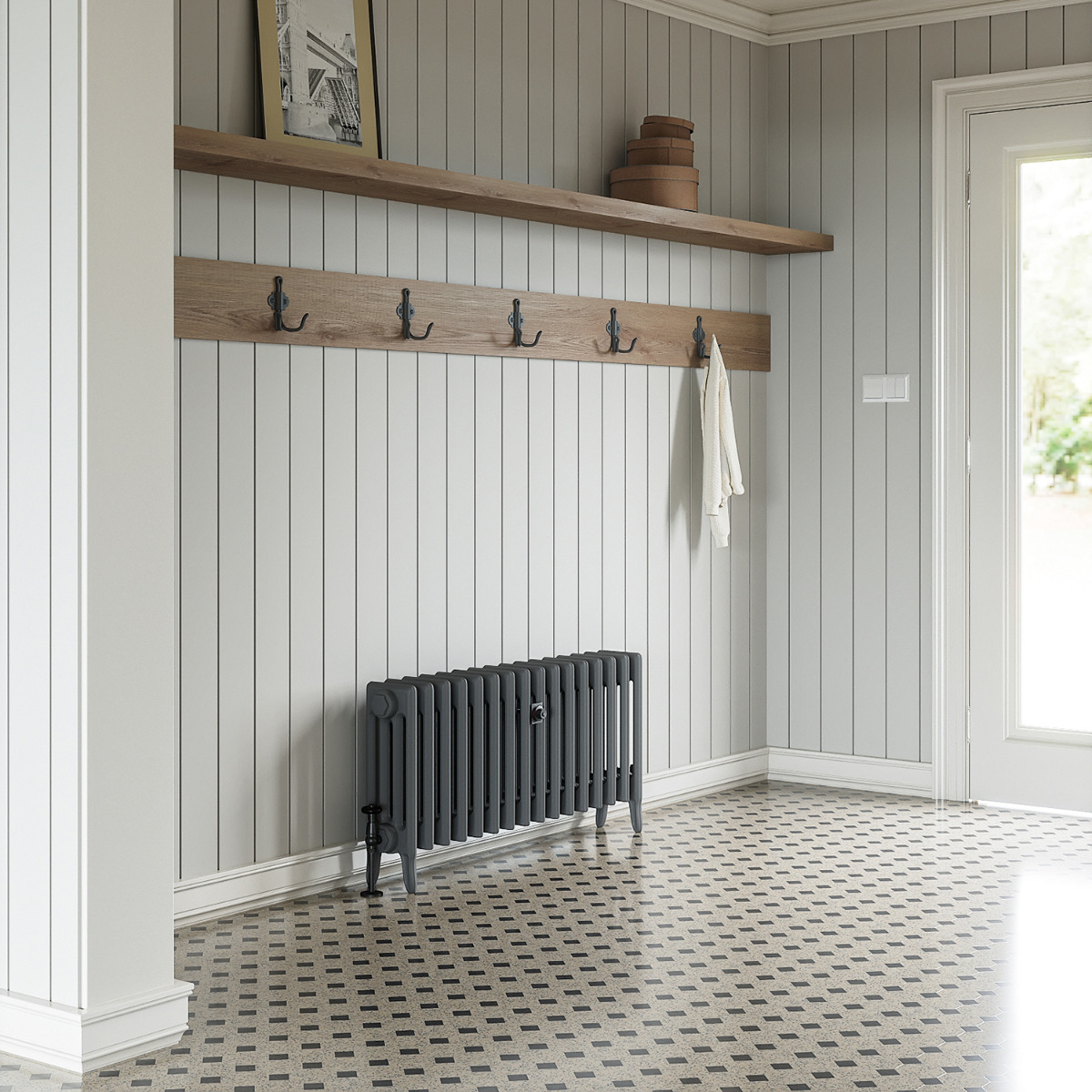460 x 1010mm Grey Traditional 4 Column Cast Iron Radiator