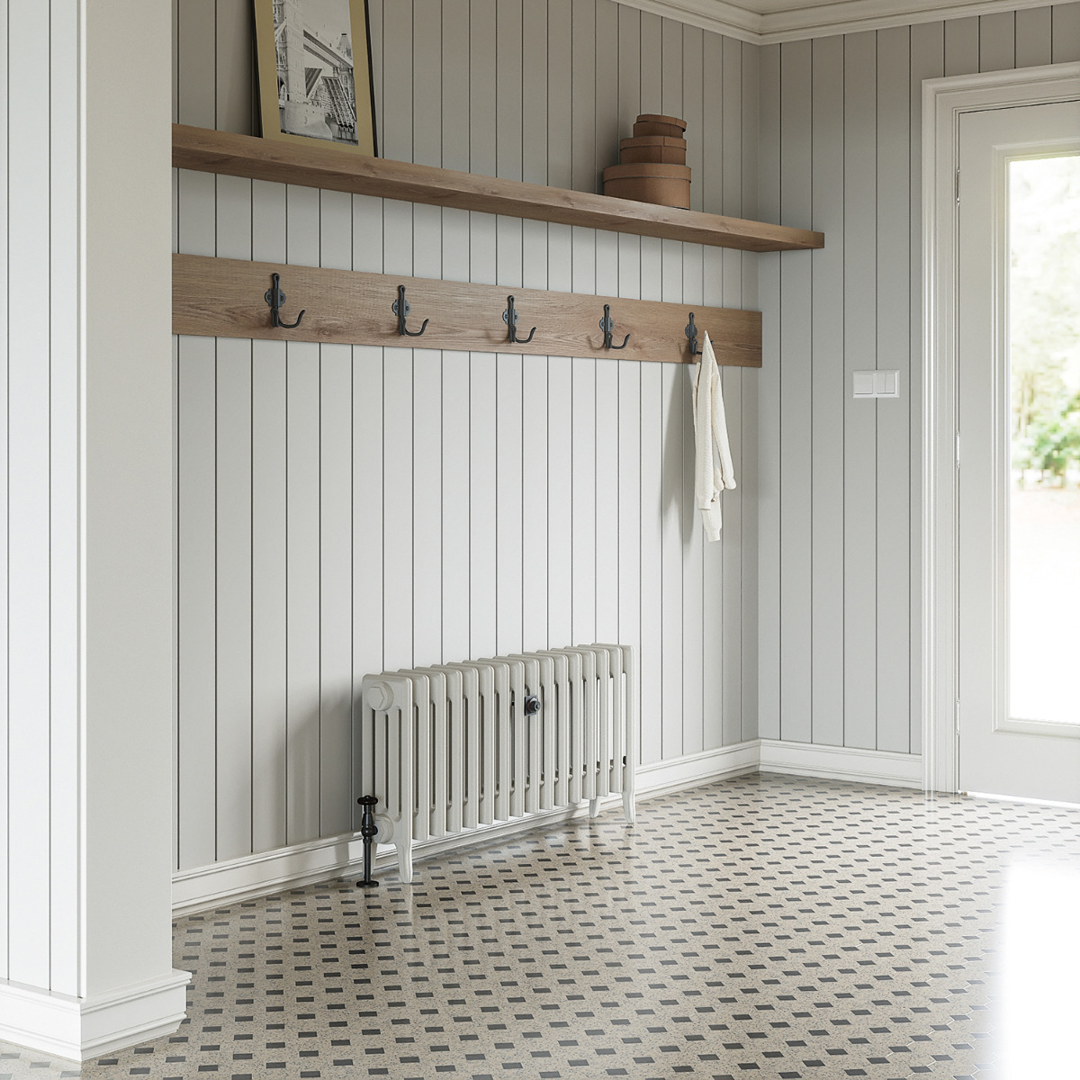 460 x 1010mm White Traditional 4 Column Cast Iron Radiator