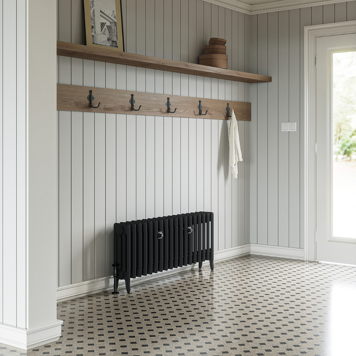 460 x 1130mm Black Traditional 4 Column Cast Iron Radiator