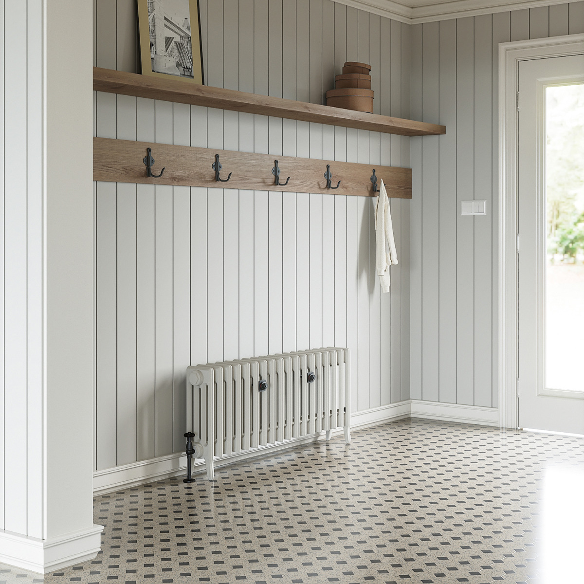 460 x 1130mm White Traditional 4 Column Cast Iron Radiator