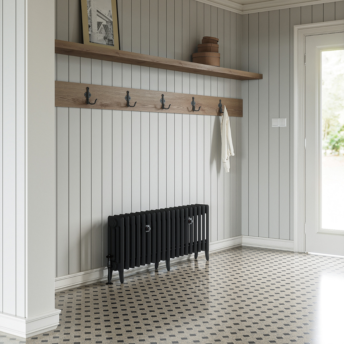 460 x 1190mm Black Traditional 4 Column Cast Iron Radiator