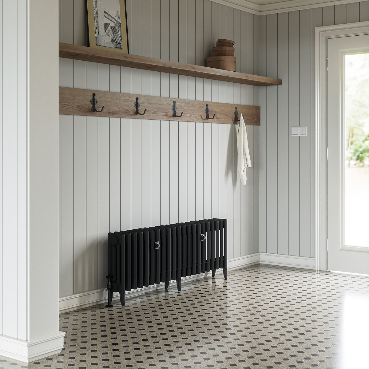 460 x 1310mm Black Traditional 4 Column Cast Iron Radiator