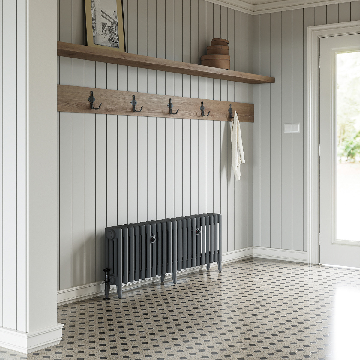 460 x 1310mm Grey Traditional 4 Column Cast Iron Radiator