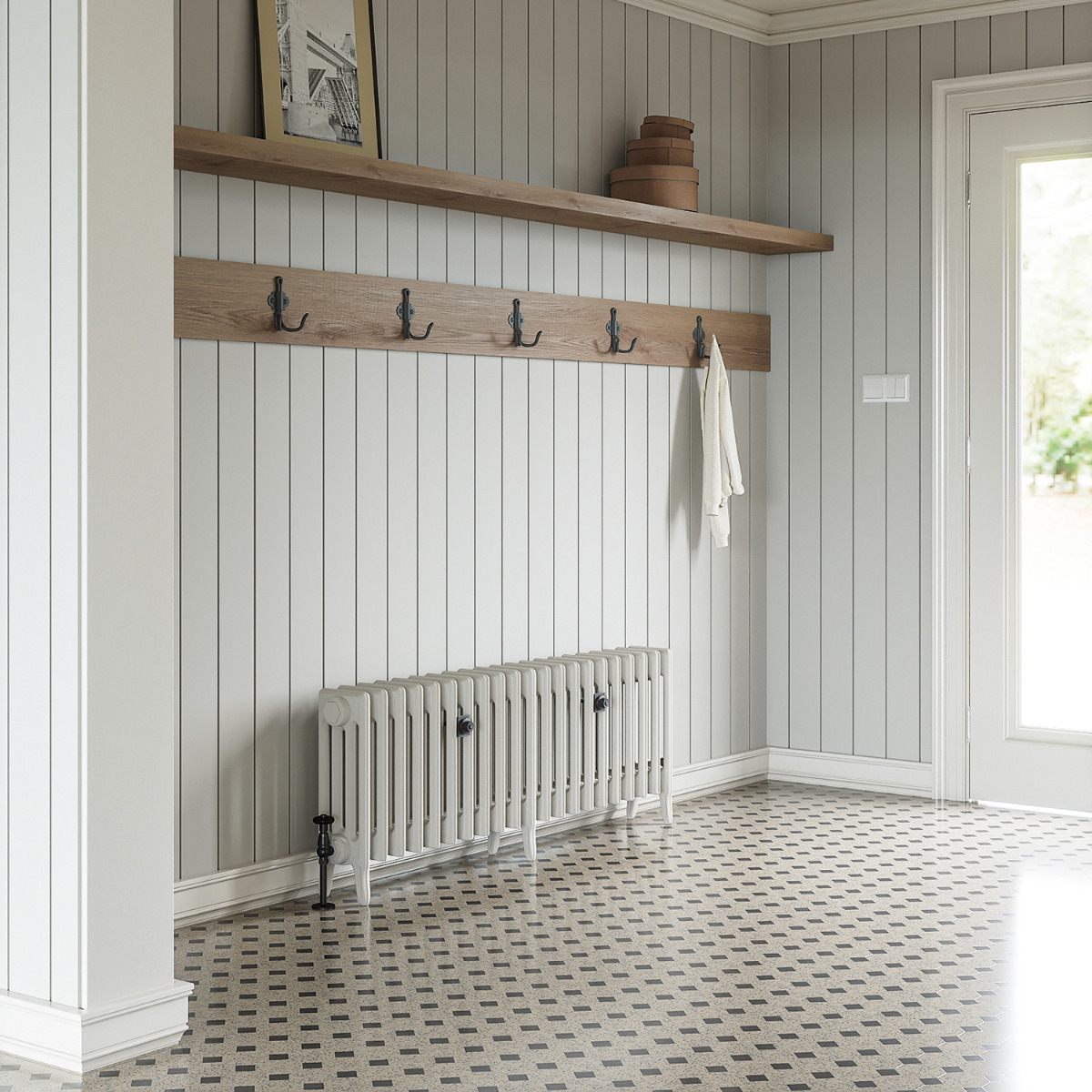 460 x 1310mm White Traditional 4 Column Cast Iron Radiator