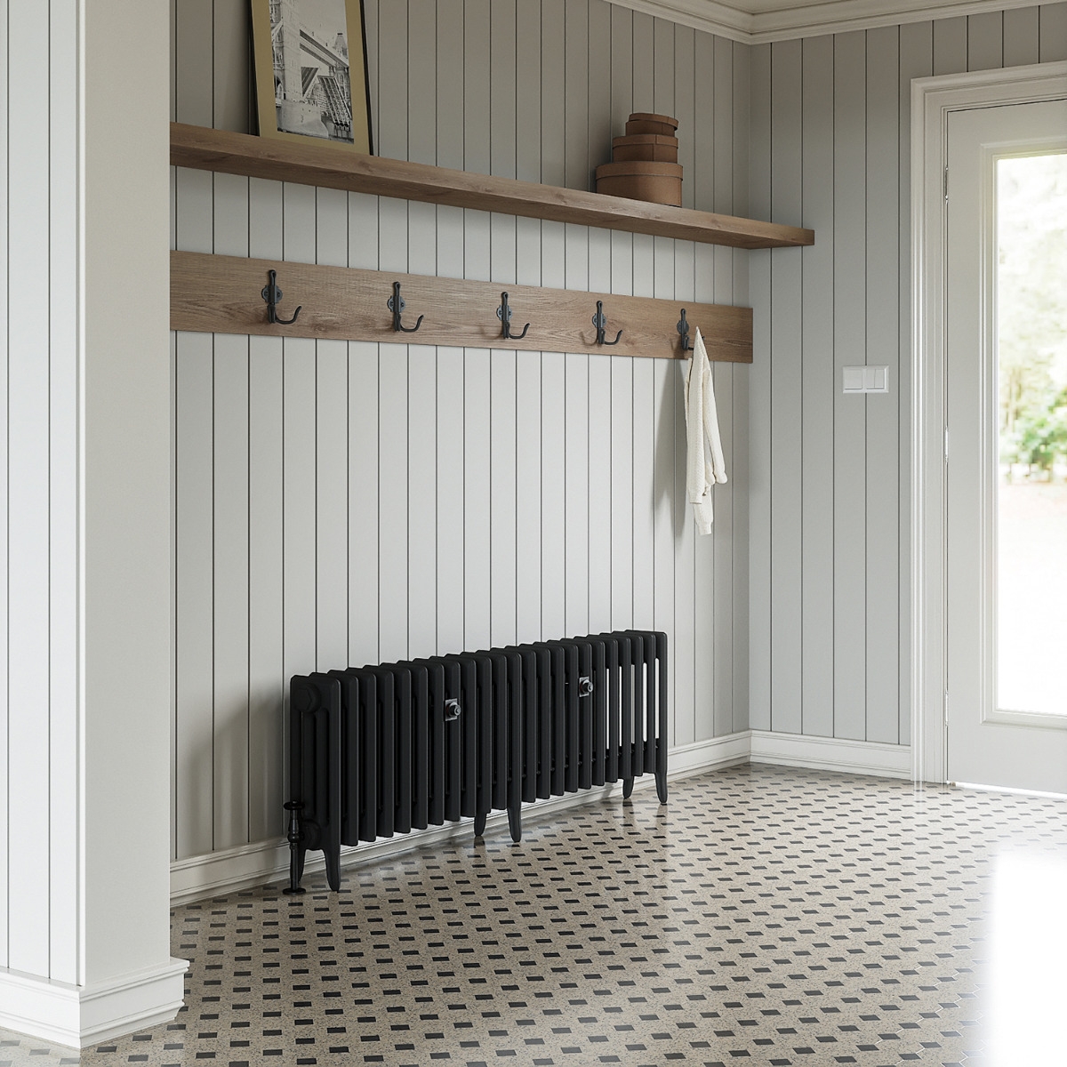 460 x 1430mm Black Traditional 4 Column Cast Iron Radiator